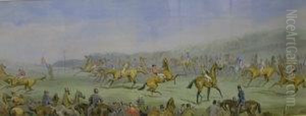 The Derby Day,the Starting Post.. by Hablot Knight Browne