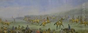 The Derby Day,the Starting Post.. by Hablot Knight Browne