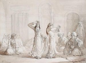 Dancers In An Arab Courtyard by Henriette, Hon. R.I. Browne