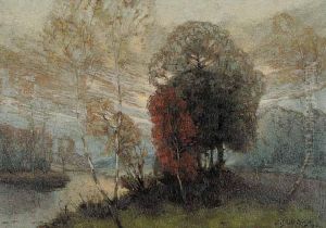 Untitled - Trees On The River by Joseph Archibald Browne