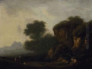 Le Repos Des Bergers Au Pied D'un Rocher by Lazare Bruandet