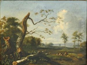 Repos De Bergers Dans Un Paysage. by Lazare Bruandet