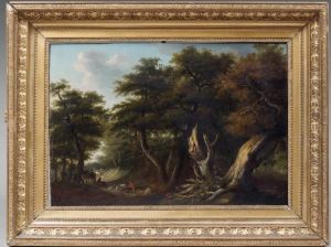 Sous-bois Et Chasseurs by Lazare Bruandet