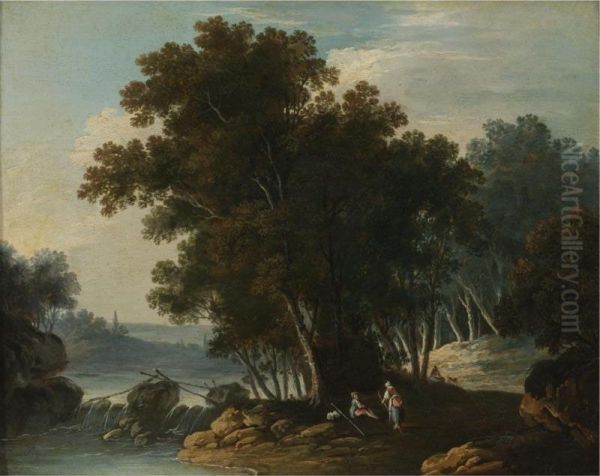Travelers Resting By A Stream - view 1
