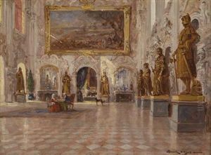 Palaceinterior With Decorative Figures by Lajos Bruck