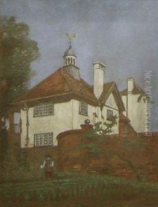 Figure Before A Manor House Figure Before A Manor House