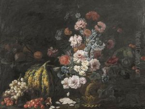 Prachtiges Stillleben Mit Fruchten Und Blumen by Abraham Brueghel