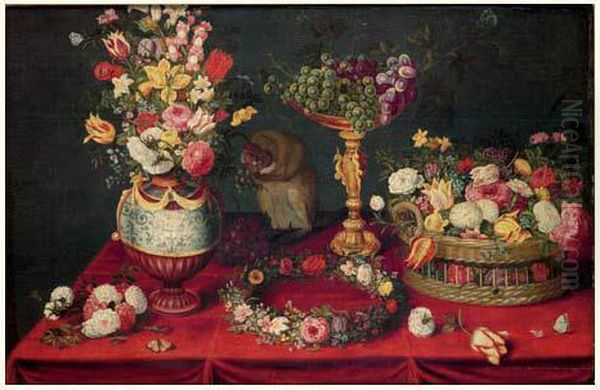 Nature Morte, Fruits, Fleurs Et Singe - view 1