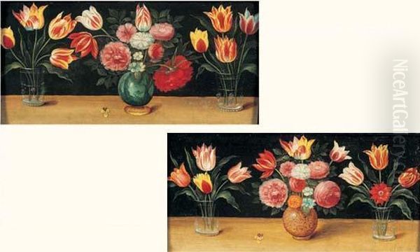 Natures Mortes Aux Vases De Fleurs Sur Des Entablements - view 1