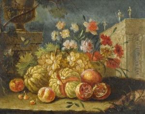 Stilleben Mit Fruchten Und Blumen. by Jan Baptist Brueghel