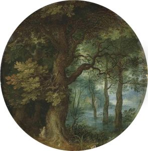 A Wooded Landscape With A Hermit Monk by Jan The Elder Brueghel