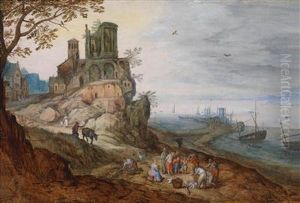 A Extensive Coastal Landscape With A Port