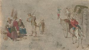 Peasants Gathered At A Market by Jan Peeter Brueghel