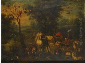 Noe Conduciendo A Los Animales Al Arca by Jan The Elder Brueghel