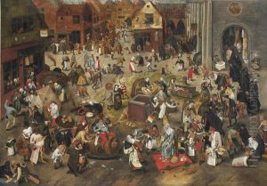 The Battle Between Carnival And Lent by Pieter The Younger Brueghel