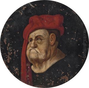 A Grotesque Head Of A Man In A Red Turban by Pieter III Brueghel
