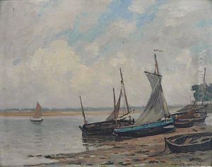 Bateaux Sur La Greve by Victor Brugairolles