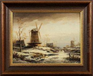 Winterlandschaft Mitwindmuhlen by Colestin Brugner
