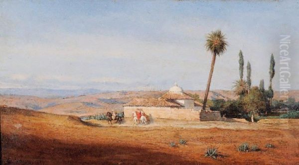 Cavaliers Dans Un Paysage Orientaliste,1857 - view 1