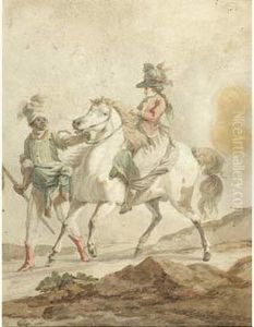 Cavaliere Et Son Page Noir by Louis Auguste Brun De Versoix