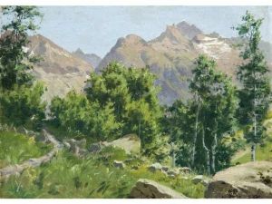:montagnes Du Dauphine Marouflee Surcarton :montagnes Du Dauphine Marouflee Surcarton
