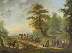 Chasseurs A L'oree De La Foret by Louis-Auguste Brun
