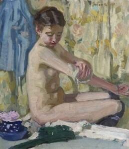 Madchen Im Bad. by Heinrich Brune