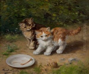 Chatons Et Escargot by Alphonse de Neuville