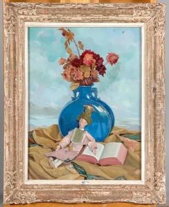 Nature Morte Aux Fleurs Et A La Poupee Chinoise by Umberto Brunelleschi