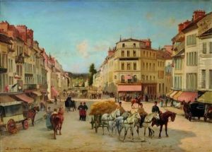 La Place De L'etape A Fontainebleau by Pierre Auguste Brunet-Houard
