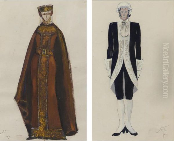 Costume Designs: Princess And Attendant: 2 Works - view 1