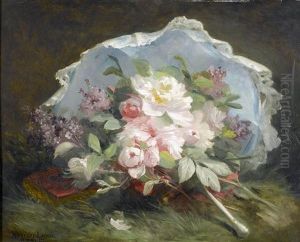 Stillleben Mit Flieder Und Pfingstrosen. by Henri Emile Brunner-Lacoste