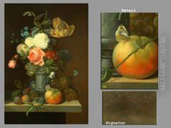 Blumen- Und Fruchtestilleben Auf Platte - view 1