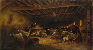 Interno Di Stalla Con Figura E Animali by Stefano Bruzzi
