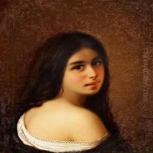 Young Woman With Dark by Mikhail Vasilievich Bryansky