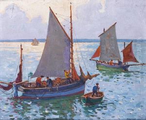 Fishing Boat With Tender by Charles David Jones Bryant