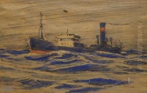 Steamer At Sea by Charles David Jones Bryant