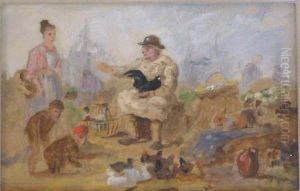 Market Scene 4.5 X 7in by Henry Charles Bryant