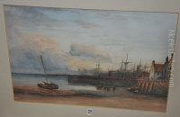 East Coast Fishing Harbour Scene, Possibly Dysart - view 1