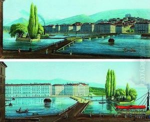 Geneve,le Quai Des Bergues Et L'isle Rousseau Et Geneve, by Jean Bryner