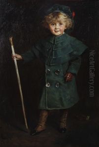 Portrait Of A Young Boy In Green Coat by Charles A. Buchel