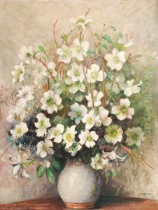 Still Life Of Flowers In A Vase by Charles A. Buchel