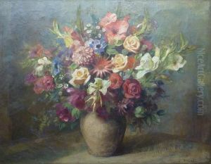 Still Life Vase Of Flowers by Charles A. Buchel