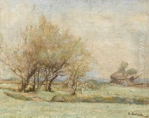 Ebene Landschaftspartie Mit Baumen. by Karl Buchholz