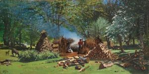 Kohler In Den Waldern Von New Forest by Frank Buchser