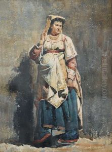 Bildnis Einer Italienerin In Tracht by Frank Buchser
