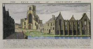 The West View Of Shrewsbury Abbey by Nathaniel and Samuel Buck