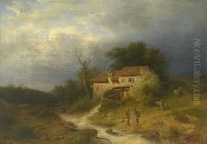 Wildbach Mit Muhle Und Figurenstaffage by Peter Bucken