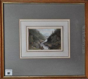 River Landscape With Figures by John Chessell Buckler