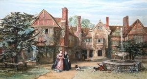 Elizabethan Figures Before A Manor House by John Edmund Buckley